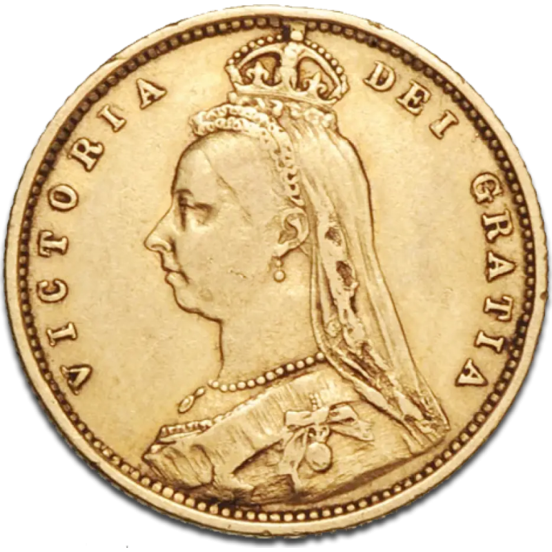 Złota moneta pół suwerena Królowa Wikoria 1887 - 1893 r. Złota moneta pół suwerena Królowa Wikoria 1887 - 1893 r.