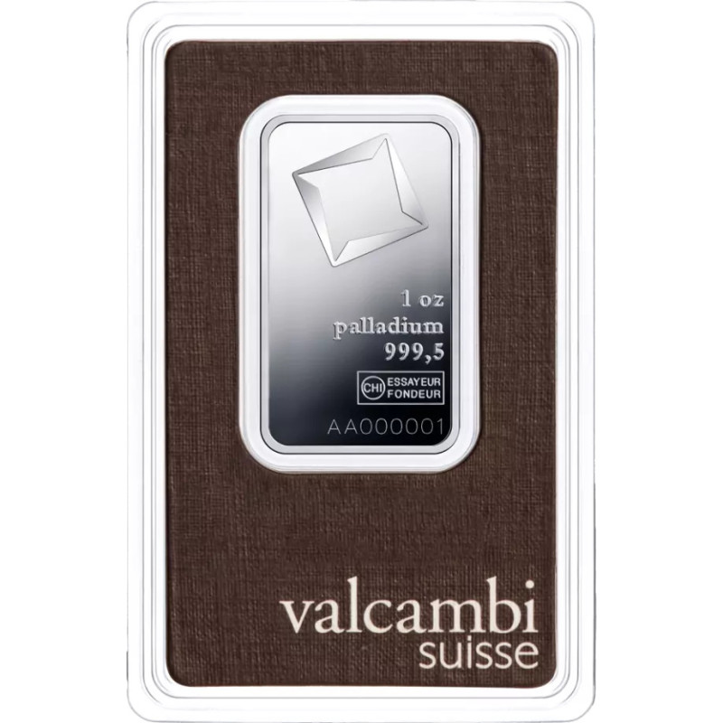 Sztabka palladu 1 uncja VALCAMBI LBMA Sztabka palladu 1 uncja VALCAMBI LBMA