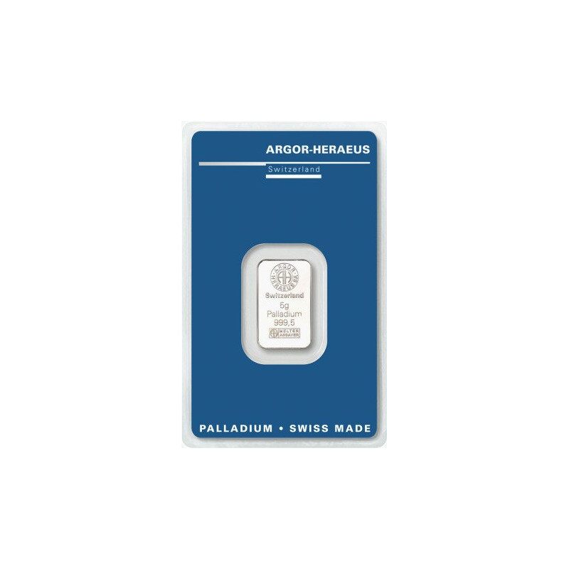 Sztabka palladu 5 gramów ARGOR-HERAEUS LBMA Sztabka palladu 5 gramów ARGOR-HERAEUS LBMA