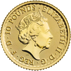 Złota moneta 1/10 uncji Britannia Elżbieta III różne roczniki
