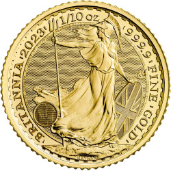 Złota moneta 1/10 uncji Britannia Elżbieta III różne roczniki