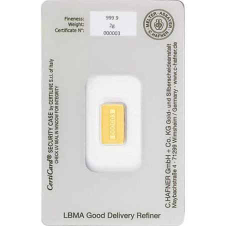 Sztabka Złota 2 gramy C. HAFNER LBMA