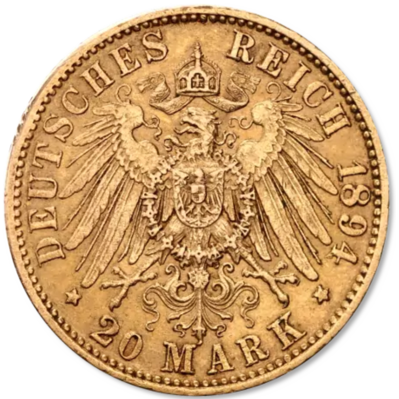 Złota Moneta 20 Marek Cesarstwo Niemieckie 1890 - 1913 r Złota Moneta 20 Marek Cesarstwo Niemieckie 1890 - 1913 r
