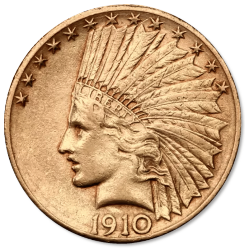 Złota moneta 10 dolarów "Indianin" 1908-1933 r Złota moneta 10 dolarów "Indianin" 1908-1933 r