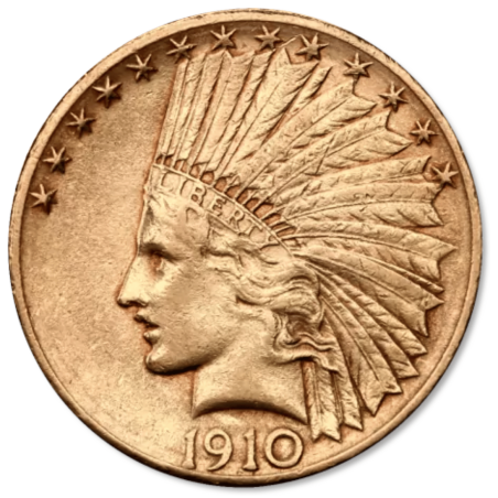 Złota moneta 10 dolarów "Indianin" 1908-1933 r