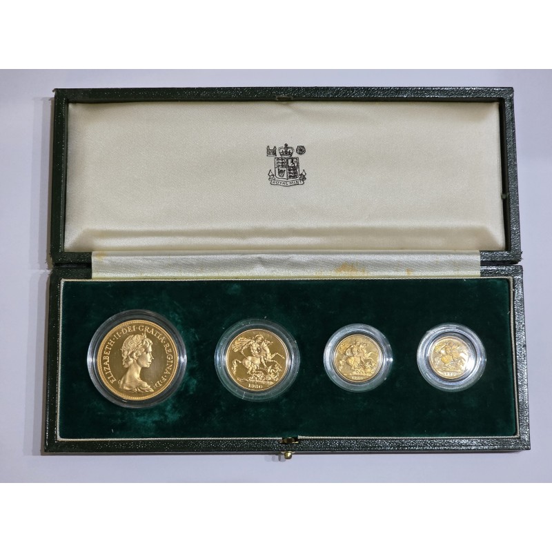 Zestaw złotych Suwerenów 1980 Elżbieta II PROOF Zestaw złotych Suwerenów 1980 Elżbieta II PROOF