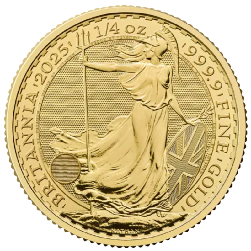 Złota moneta 1/4 uncji Britannia 2025 r Karol III Złota moneta 1/4 uncji Britannia 2025 r Karol III