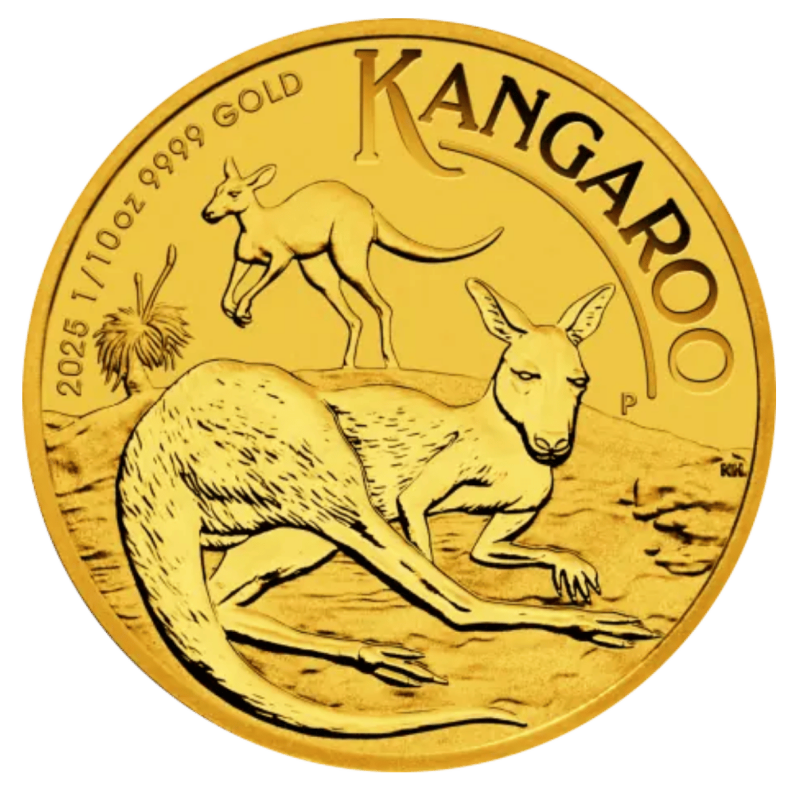 Złota moneta 1/10 uncji Australijski Kangur 2025 r Złota moneta 1/10 uncji Australijski Kangur 2025 r