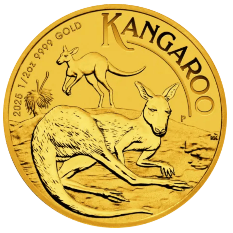 Złota moneta 1/2 uncji Australijski Kangur 2025 r Złota moneta 1/2 uncji Australijski Kangur 2025 r