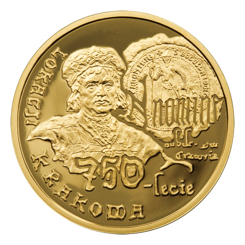 Złota moneta 15,5 g 200 zł 750-lecie lokacji Krakowa Au. 900 Złota moneta 15,5 g 200 zł 750-lecie lokacji Krakowa Au. 900