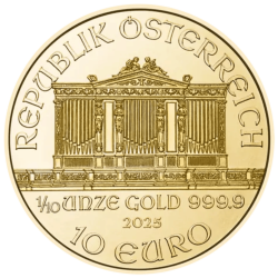 Złota moneta 1/10 uncji Wiedeński Filharmonik 2025 r