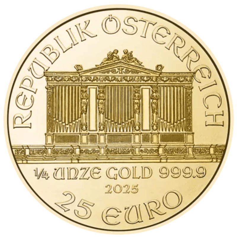 Złota moneta 1/4 uncji Wiedeński Filharmonik 2025 r Złota moneta 1/4 uncji Wiedeński Filharmonik 2025 r