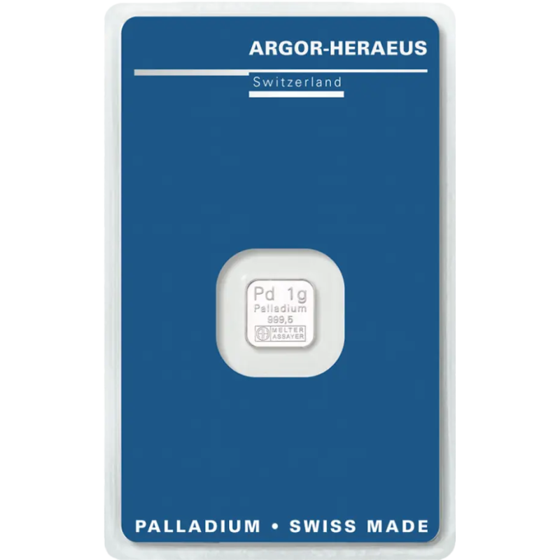 Sztabka palladu 1 gram ARGOR-HERAEUS LBMA Sztabka palladu 1 gram ARGOR-HERAEUS LBMA