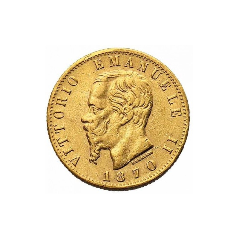 Złota Moneta 20 Lirów Włochy Król Wiktor Emanuel II (1861 - 1878) Złota Moneta 20 Lirów Włochy Król Wiktor Emanuel II (1861 - 1878)