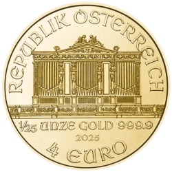 Złota moneta 1/25 uncji Wiedeński Filharmonik 2025 r