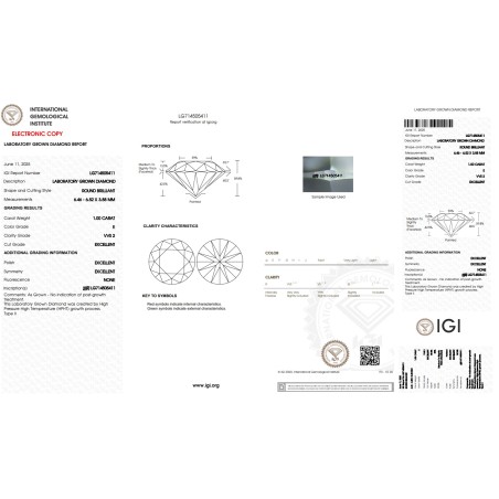 Diament Laboratoryjny Brylant 1,00 ct E VVS2 IGI LG714505411