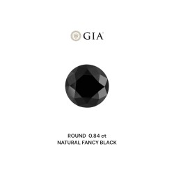 Diament o barwie fantazyjne szlif okrągły, 0.84ct, VVS2, Fancy Black, GIA 2496922481