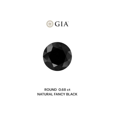 Diament o barwie fantazyjne szlif okrągły, 0.68ct, VVS2, Fancy Black, GIA 6495922598