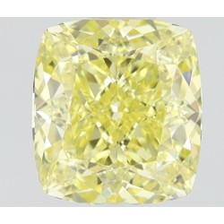 Diament o barwie fantazyjnej szlif poduszkowy brylantowy, 0.6ct, VVS1, Fancy Intense Yellow, GIA 2517378417