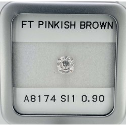 Diament o barwie fantazyjnej szlif poduszkowy brylantowy, 0.9ct, SI1, Faint Pinkish Brown, GIA 3335200100