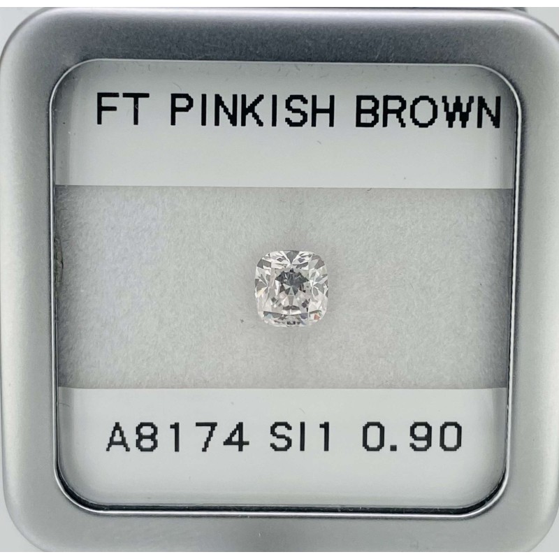 Diament o barwie fantazyjnej szlif poduszkowy brylantowy, 0.9ct, SI1, Faint Pinkish Brown, GIA 3335200100