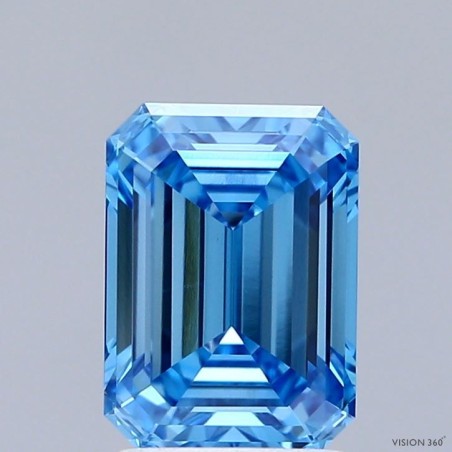 Diament laboratoryjny o barwie fantazyjnej szlif szmaragdowy, 2.06ct, VVS1, Fancy Vivid Blue, IGI LG718505543