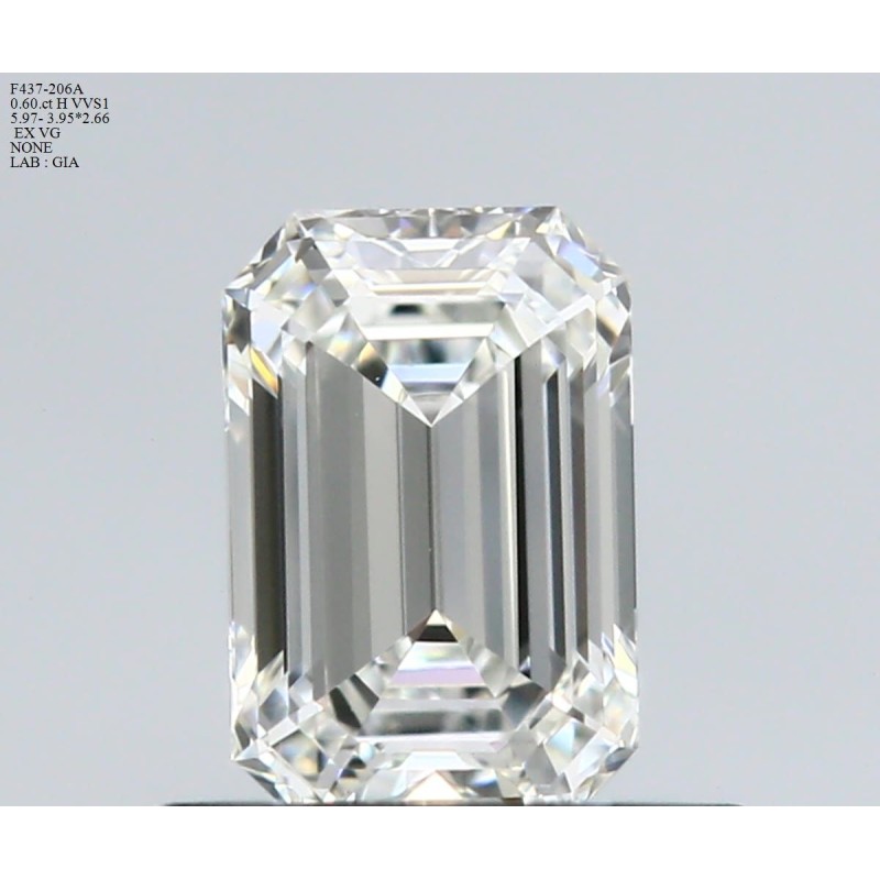 Diament szlif szmaragdowy, 0.6ct, VVS1, H, GIA 6515881312