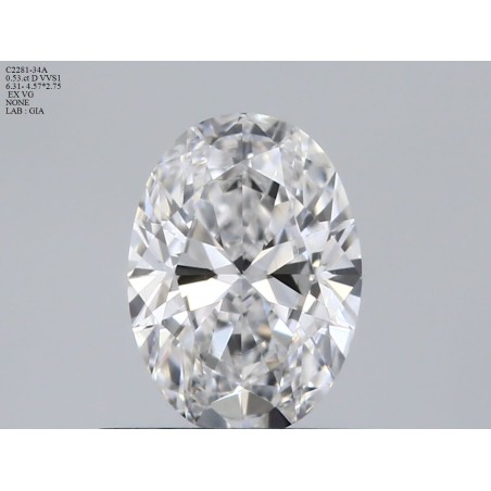 Diament szlif owalny, 0.53ct, VVS1, D, GIA 7506275859