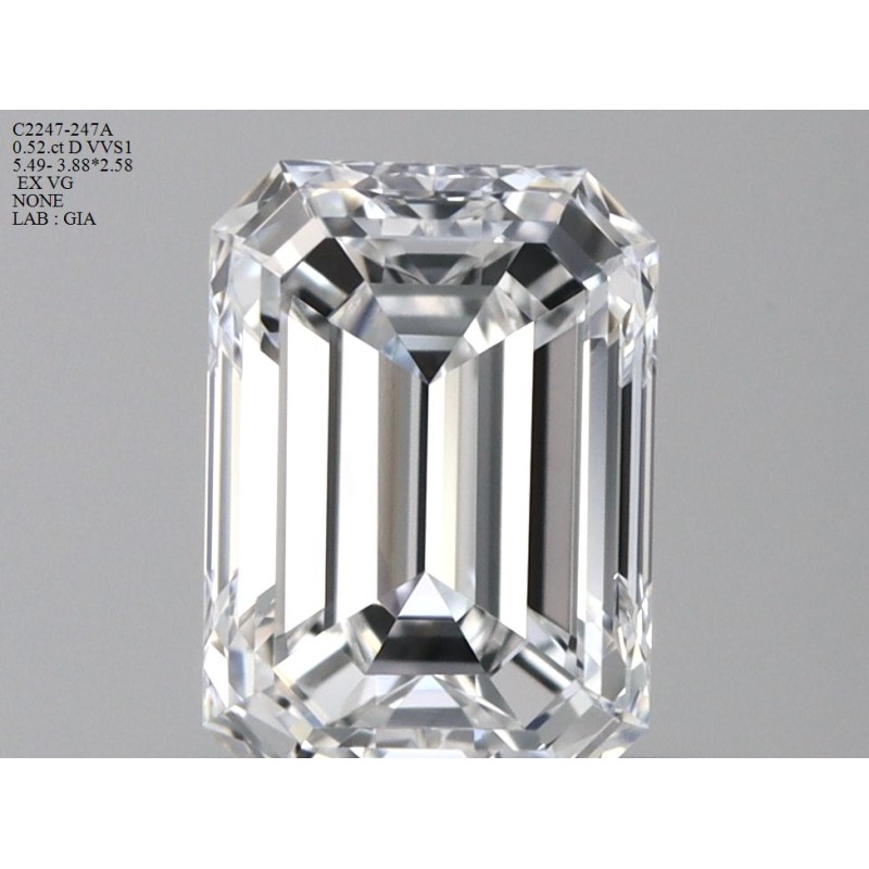Diament szlif szmaragdowy, 0.52ct, VVS1, D, GIA 6492039907