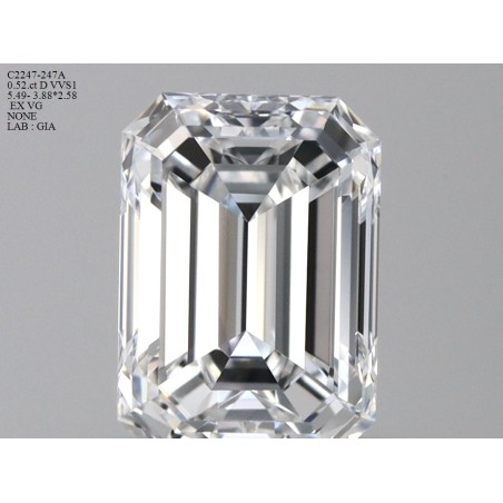 Diament szlif szmaragdowy, 0.52ct, VVS1, D, GIA 6492039907