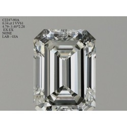 Diament szlif szmaragdowy, 0.34ct, VVS1, I, GIA 6495040190