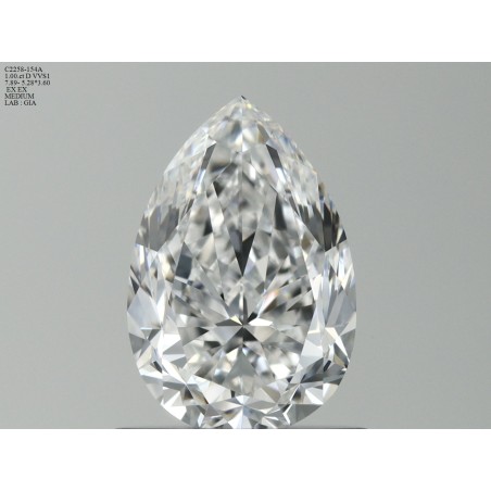 Diament szlif gruszkowy, 1.0ct, VVS1, D, GIA 2486486011