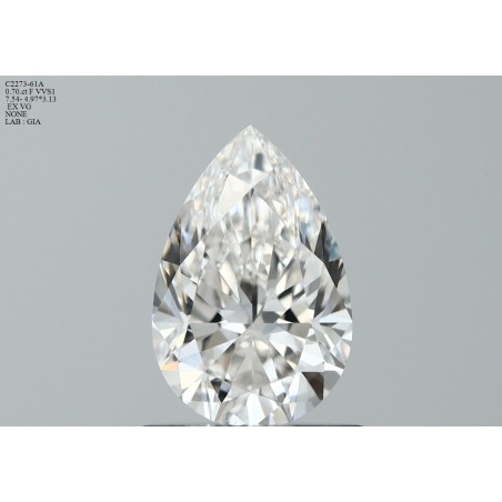 Diament szlif gruszkowy, 0.7ct, VVS1, F, GIA 2534769569