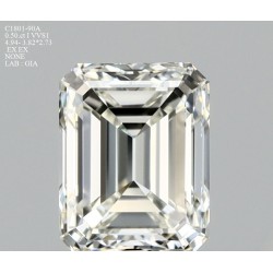 Diament szlif szmaragdowy, 0.5ct, VVS1, I, GIA 7391037350