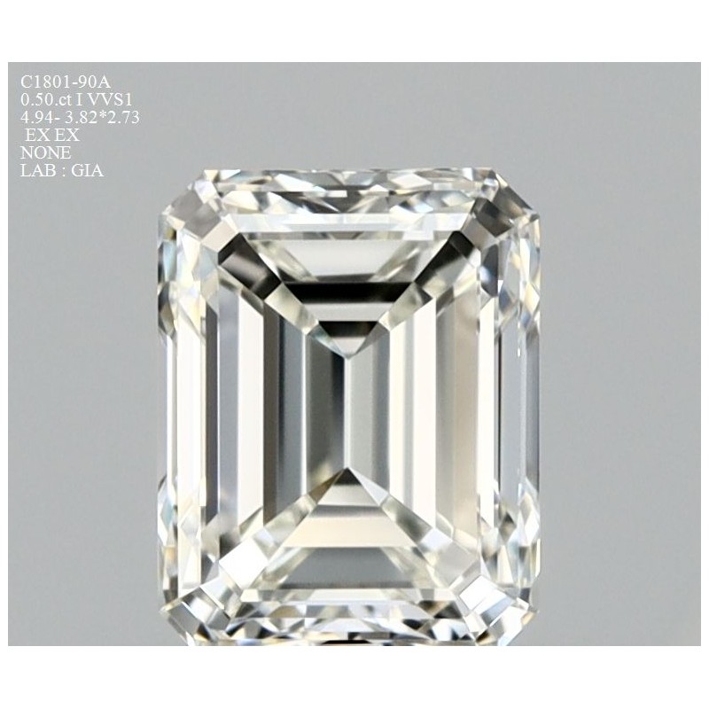 Diament szlif szmaragdowy, 0.5ct, VVS1, I, GIA 7391037350