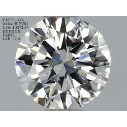 Diament szlif okrągły, 0.3ct, VVS1, H, GIA 2418395864