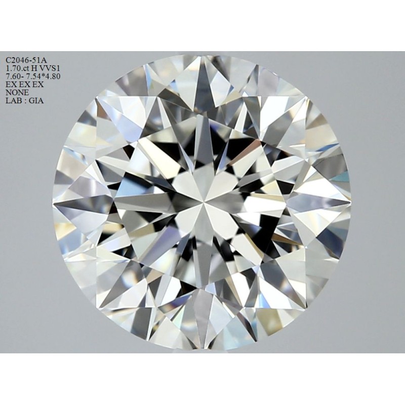Diament szlif okrągły, 1.7ct, VVS1, H, GIA 1447215496