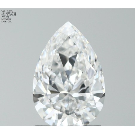 Diament szlif gruszkowy, 1.21ct, VVS2, D, GIA 6521513606
