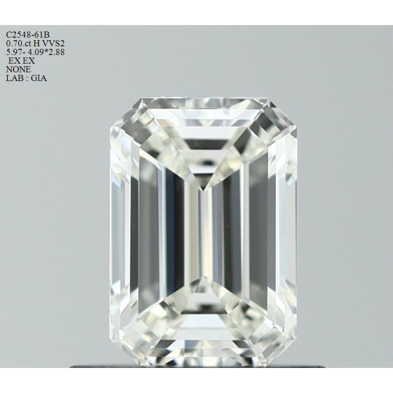 Diament szlif szmaragdowy, 0.7ct, VVS2, H, GIA 1529879179 Diament szlif szmaragdowy, 0.7ct, VVS2, H, GIA 1529879179