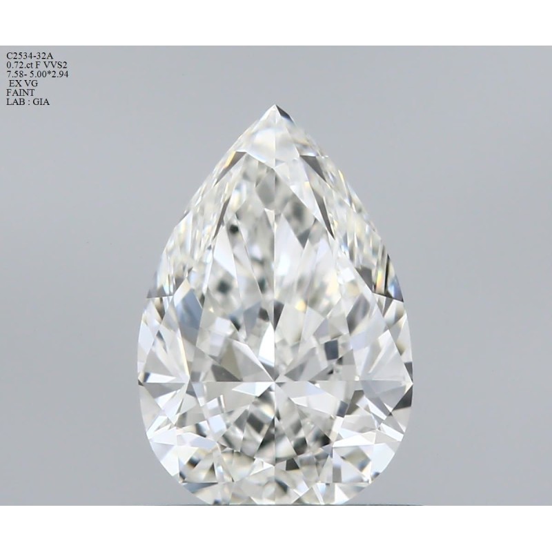 Diament szlif gruszkowy, 0.72ct, VVS2, F, GIA 7533630836 Diament szlif gruszkowy, 0.72ct, VVS2, F, GIA 7533630836
