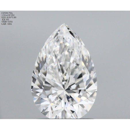 Diament szlif gruszkowy, 1.24ct, VS1, D, GIA 2536381205