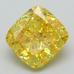 Diament laboratoryjny o barwie fantazyjnej szlif poduszkowy brylantowy, 2.74ct, VVS1, Fancy Vivid Yellow, IGI LG593368466