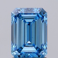 Diament laboratoryjny o barwie fantazyjnej szlif szmaragdowy, 1.74ct, VVS2, Fancy Vivid Blue, IGI LG598327113