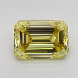 Diament laboratoryjny o barwie fantazyjnej szlif szmaragdowy, 1.5ct, VVS2, Fancy Intense Yellow, IGI LG720589184