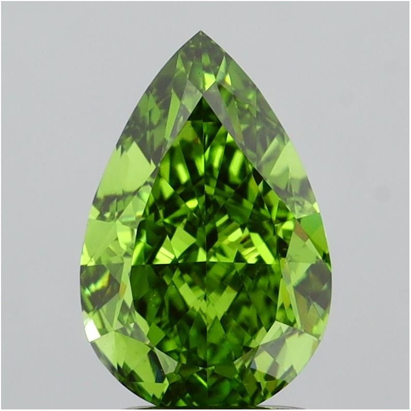 Diament laboratoryjny o barwie fantazyjnej szlif gruszkowy, 2ct, VVS2, Fancy Vivid Green, IGI LG711519886