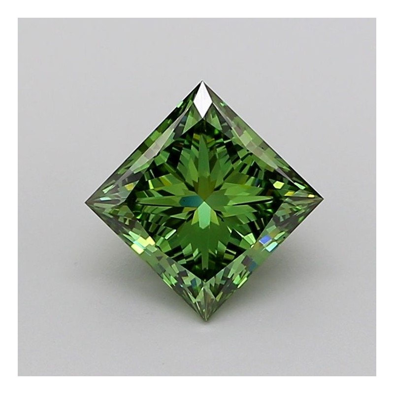 Diament laboratoryjny o barwie fantazyjnej szlif princess, 1.87ct, VVS2, Fancy Vivid Green, IGI LG717598816