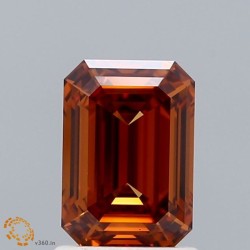 Diament laboratoryjny o barwie fantazyjnej szlif szmaragdowy, 1.41ct, VVS1, Fancy Intense Orange, IGI LG662480148