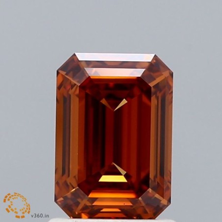 Diament laboratoryjny o barwie fantazyjnej szlif szmaragdowy, 1.41ct, VVS1, Fancy Intense Orange, IGI LG662480148