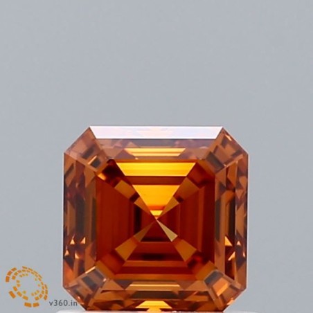 Diament laboratoryjny o barwie fantazyjnej szlif szmaragdowy kwadratowy, 0.93ct, VVS2, Fancy Vivid Orange, IGI LG652499481