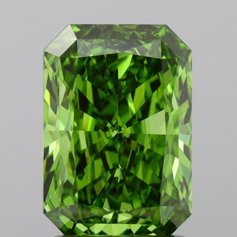 Diament laboratoryjny o barwie fantazyjnej radiant, 1.5ct, VVS2, Fancy Vivid Green, IGI LG712589890